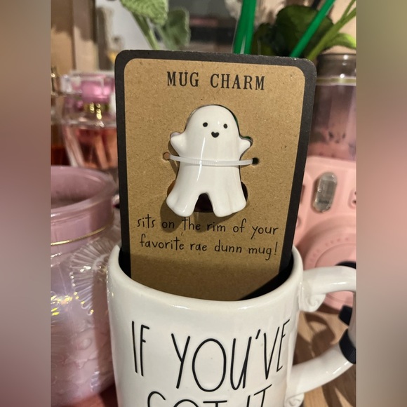 Rae Dunn Halloween Collection "If You Got It Haunt It" Ceramic Mug with Charm - Picture 2 of 4